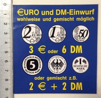 Aufkleber: Euro Und DM-Einwurf - Wahlweise Und Gemischt Möglich (24101555)
