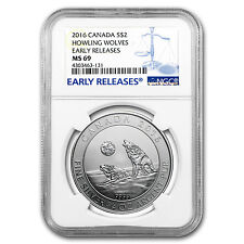2016 Canada 3/4 oz Silver Howling Wolves Ms-69 Ngc (Er) - Sku#95466