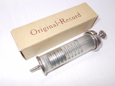 Vintage syringe glass record Hungary medical devices ANTIQUE in box 1940's -