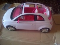 Barbie Fiat 500 Cabrio weiß - innen pink - edles Auto mit Chrom - Barbieauto