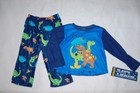Toddler Boys SOFT KNIT L/S Pajama Set TWO TONE BLUE Green Brown DINOSAURS 24 MO