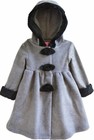 NEW Good Lad Baby Girls "GRAY & BLACK FLOWERS" Size 12M Hooded Dress Coat Fleece
