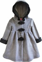 NEW Good Lad Baby Girls "GRAY & BLACK FLOWERS" Size 12M Hooded Dress Coat Fleece