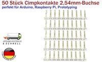 50 Stück 2,54mm Buchse JR Crimpkontakte für 22-28AWG Kabel für Arduino DIY