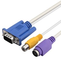 VGA 15-Pol Stecker to 4-Pol S-Video/RCA Cinch Composite Buchse Adapter für PC TV