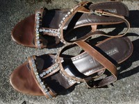 ♥ Zauberhafte Sandaletten von Belmondo Leder Strass Glitzer braun Größe 40 ♥