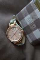 Fossil Georgia Es 3467 Armbanduhr Damen Edelstahl Rose Gold Leder