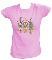 Damen T-Shirt Katze Indianer Katzen Indian Cowboy Native Cat Cats USA US 12252