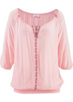 Tunika Rosa Viskose Bluse Carmen-Ausschnitt S M L locker modisch leger neu 191