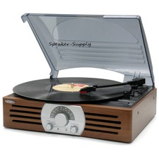 Jensen JTA-222 3-Speed Turntable Stereo Radio Built in Speakers Record Player
