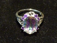 #5758# (S006-D) Silberner Ring mit "Green Mystic Fire TOPAS"