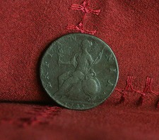 1742 Great Britain 1/2 Half Penny World Coin Britania Seated Uk England Rare