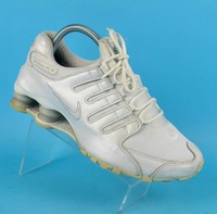 Nike Shox Nz White Leather Textile Womens Shoe Trainers Size 4 UK 37.5 EU 6.5 US