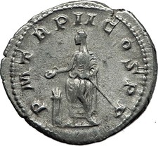 GORDIAN III 240AD Rome Authentic Original Ancient Silver Roman Coin Altar i59124
