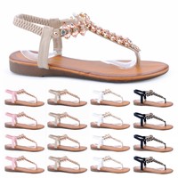 Neu Damen Riemchen Sandalen Zehentrenner Sandaletten Strass 916 Schuhe Gr. 36-41