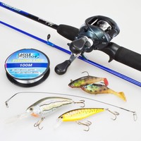 Baitcast Kombo Angelset Komplettset Triggerrute Baitcastrolle Wobbler Köder