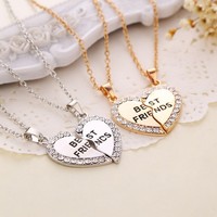 2pcs/Set Mädchen Best Friend Forever BFF Freundschaft Halskette Herz Anhänger