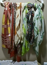 6 Vintage Head/Neck scarfs 4 square 2 long-narrow