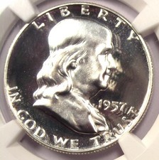 1957 Proof Franklin Half Dollar 50C - Ngc Pr68 Cameo (Pf68) - $700 Value!
