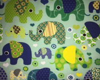 Jersey Kinderstoff Elefantenparade Auf Mint Türkis