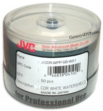 300-Pak JVC/Taiyo Yuden =WATERSHIELD & GLOSSY= 52X White Inkjet Hub 80-Min CDR's