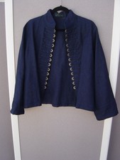 Peacock Ways Dark Blue Linen Jacket