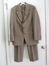 Evan Picone men's beige plaid two button pants suit size 42 L