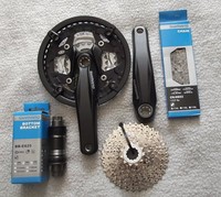 Shimano Trekking Fahrrad Verschleißset Kurbel Kette Zahnkranz Innenlager 27 Gang