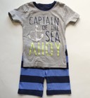 Carters two piece pajama set shirt shorts boys size 3T captain of the sea AHOY