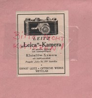 WETZLAR, Werbung 1925, Optische Werke Ernst Leitz Leica Kamera