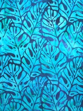 Totally Tropical Blue Leaves Leaf Batik Robert Kaufman Fabric Yard