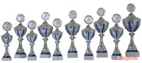 10 er Serie Pokale 28-41 cm in Silber/Blau inkl. Gravur u.Emblem -Restposten 363