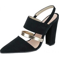 Slingpumps Heine Mix aus bestem Leder 95 mm Absatz schwarz gold Gr. 41 NEU