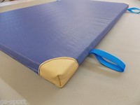 Turnmatte-Turnmatten  200x100x6 cm m. Lederecken und 4 Trageschlaufen  BLAU 