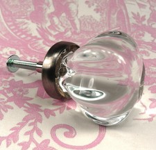 4 Polished Glass Cabinet Knobs, Kitchen Drawer Pulls Star Handles Hardware ~ T22