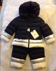 MONCLER Navy 2 PC Snowsuit Coat Jacket 12-18M New NWT Authentic Down Fill