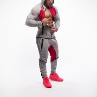 Gym Aesthetic Trainingsanzug Hose Jacke Zip Hoody Fitness Bodybuilding