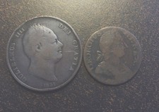 Great Britain 1831 William Iv Penny ~ Plus 17? 1/2 Penny Geo. Iii (clipped);