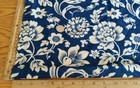 BEIGE LG FLOWER FLORAL ON NAVY BLUE DECORATOR UPHOLSTRY FABRIC BY 1/2 YD 45" W