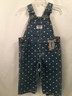 Oshkosh,Bib Overalls,Size 9Mo.Acid Washed Blue Denim,White Dots,Leg Snaps,EUC