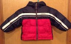 London Fog Toddler Boys red, white & blue hooded fleece lined Winter Coat 18 mon