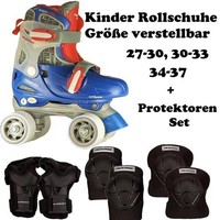 KINDER ROLLSCHUHE + SCHÜTZER SET Junior Skates blau 27-30, 30-33, 34-37