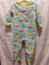 NWT Carters Girls Fleece Footed Sleeper Wear Size 2T Cup Cakes