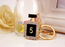 Sparkly Perfume #5 crystal charm Car Purse Handbag Key chain key ring Finders