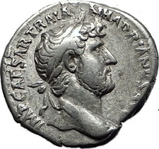 Hadrian 119AD Silver Rare Ancient Roman Coin Salus Asclepius daughter i58524