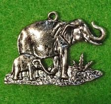 5Pcs. Tibetan Silver Large Elephant & Baby 26X38mm Charms Pendants An20