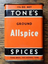 Vintage Old Spice Tin Tone's Spices Ground Allspice Des Moines Iowa C