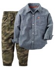 Carters 3 6 9 12 18 24 Months 2T 3T 4T Shirt and Camo Pant Set Baby Boy Clothes