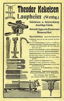 Theodor Kekeisen Laupheim HOBELEISEN-& HOLZWERKZEUGEHistorische Reklame von 1912
