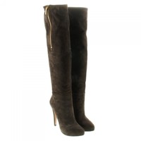 PRADA Overknees schwarz Damen Gr. DE 39 Stiefel High Boots Leder Damenschuhe